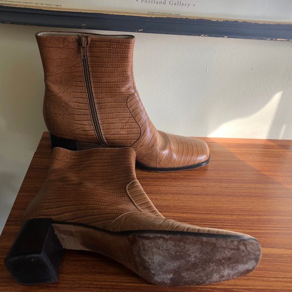 Talbot's Leather Bootie Reptile size 8N Side Zip - Picture 4 of 8